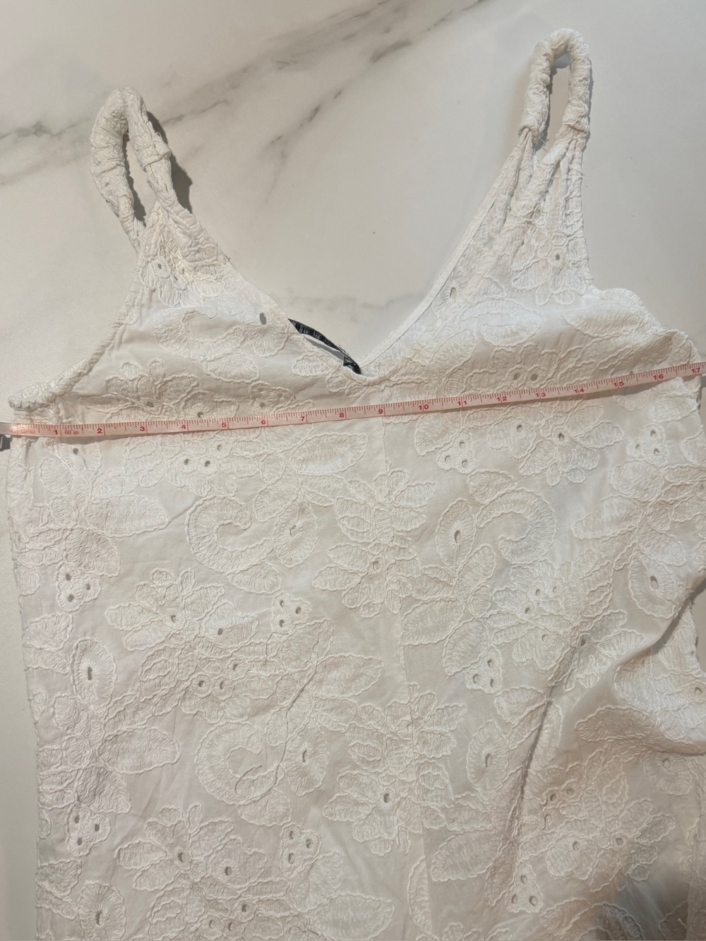 Zara white Lace Eyelet V-Neck Wide-Leg Jumpsuit - Picture 4 of 6